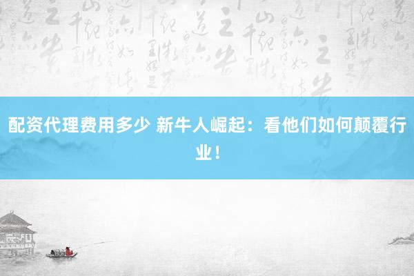 配资代理费用多少 新牛人崛起：看他们如何颠覆行业！